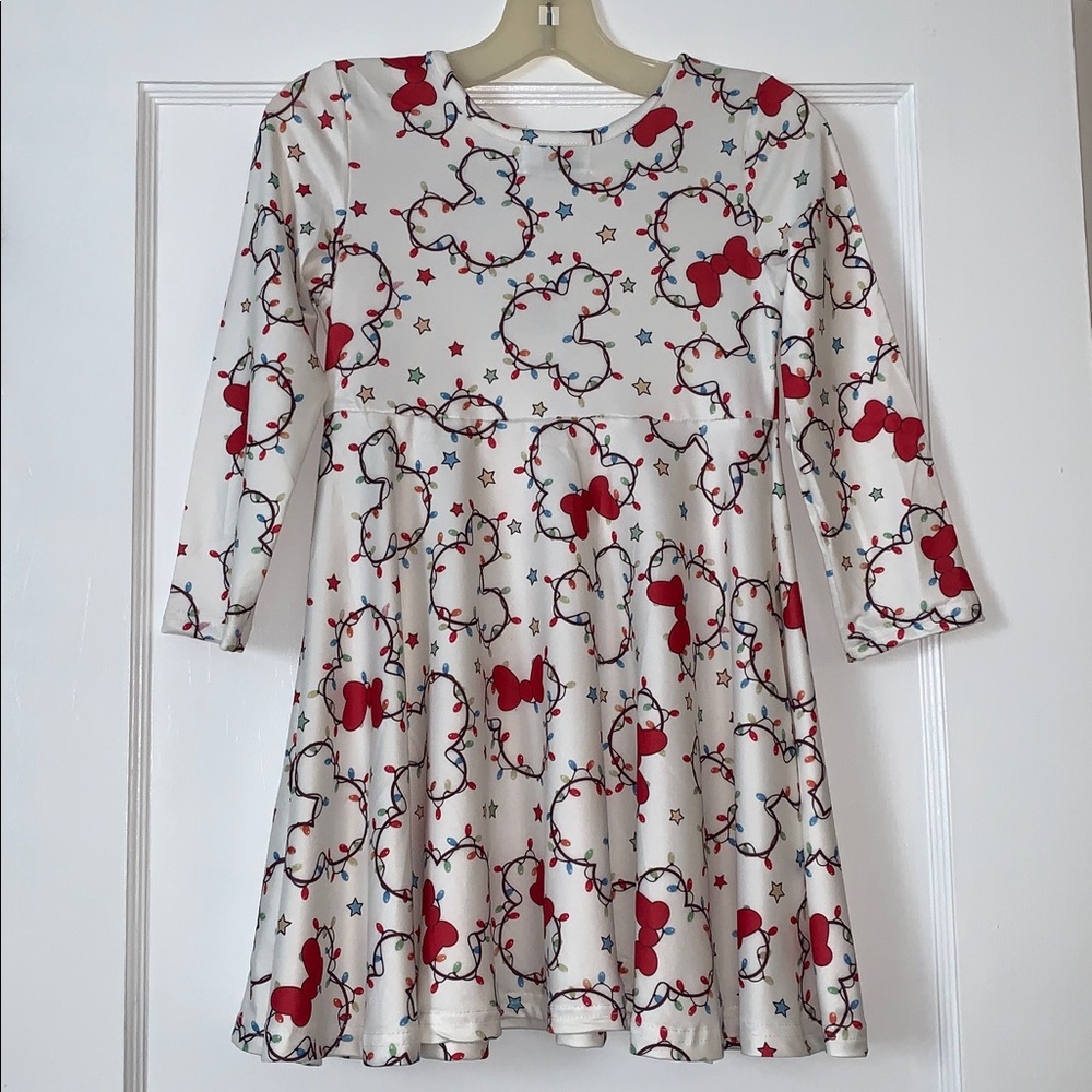 NWT Disney Christmas Lights Holiday Dress Rylee Faith 5 Minnie Mickey Design - Picture 5 of 9